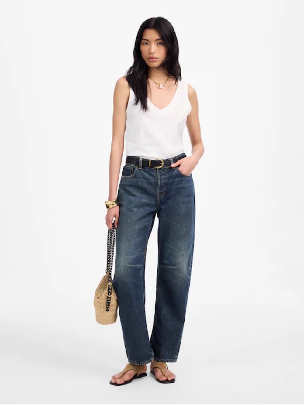 Madewell The Darted Barrel-Leg Jean in Danver Wash Blue Size 30 NWT NV382